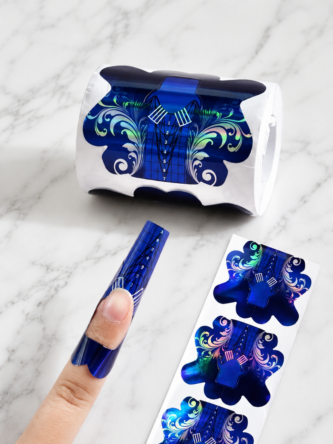 100pc Brilliant Blue Butterfly Nail Forms