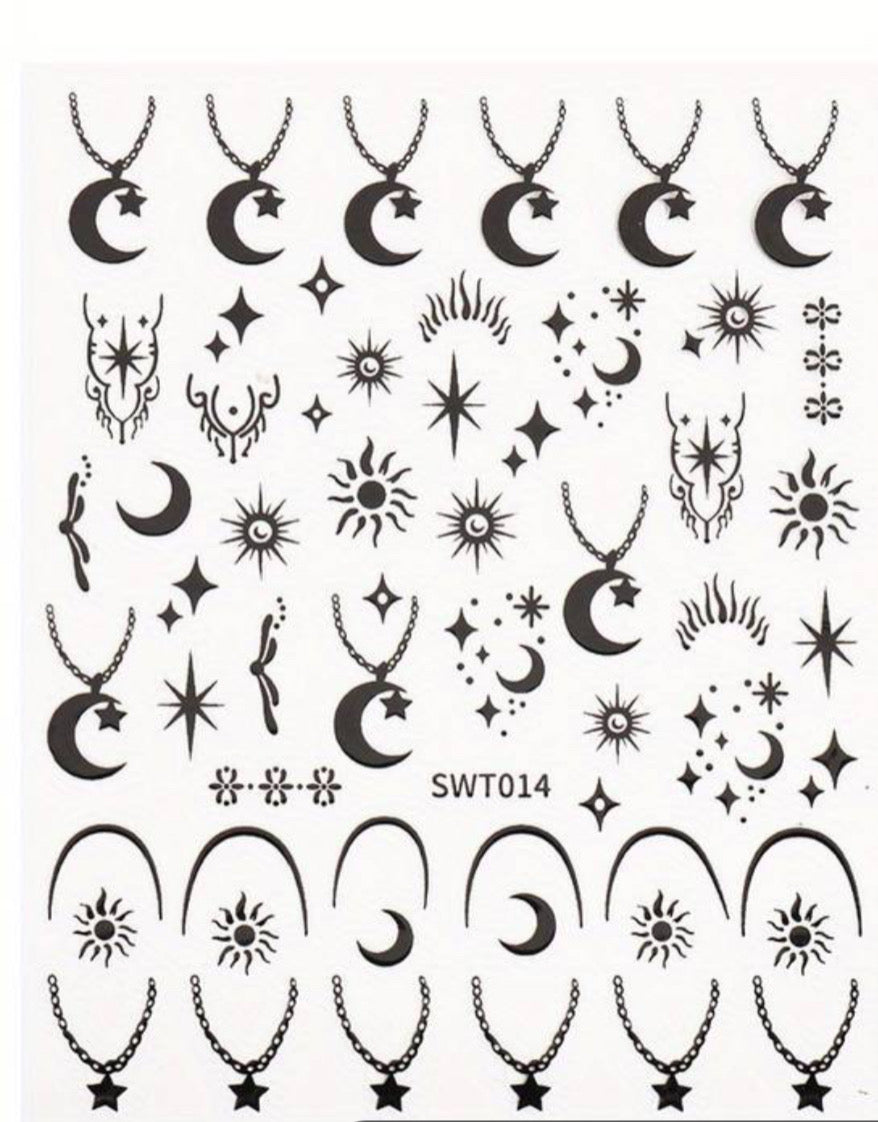 Black Stars & Moon Stickers