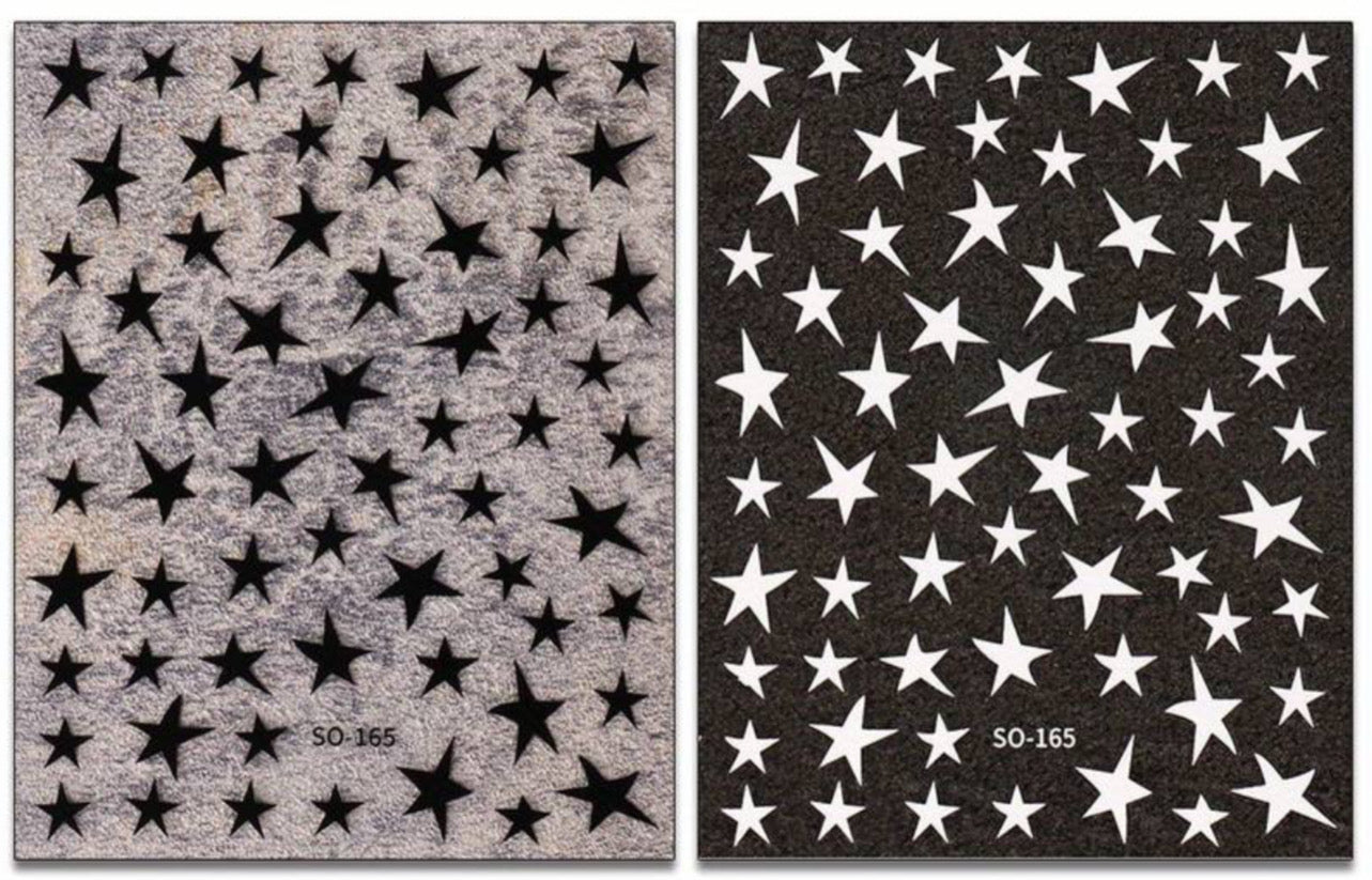 Black & White Nail Art Star Stickers.