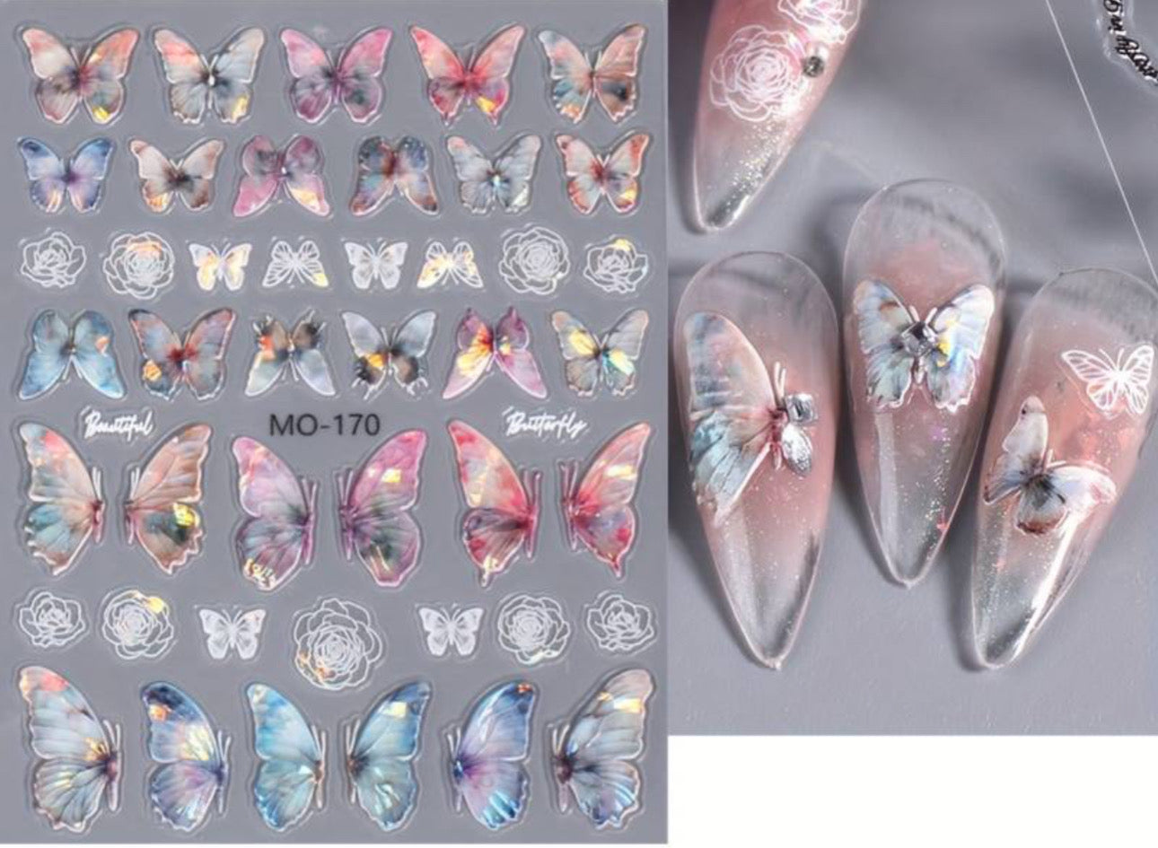 Aurora Shell Effect Butterfly Nail Art Stickers