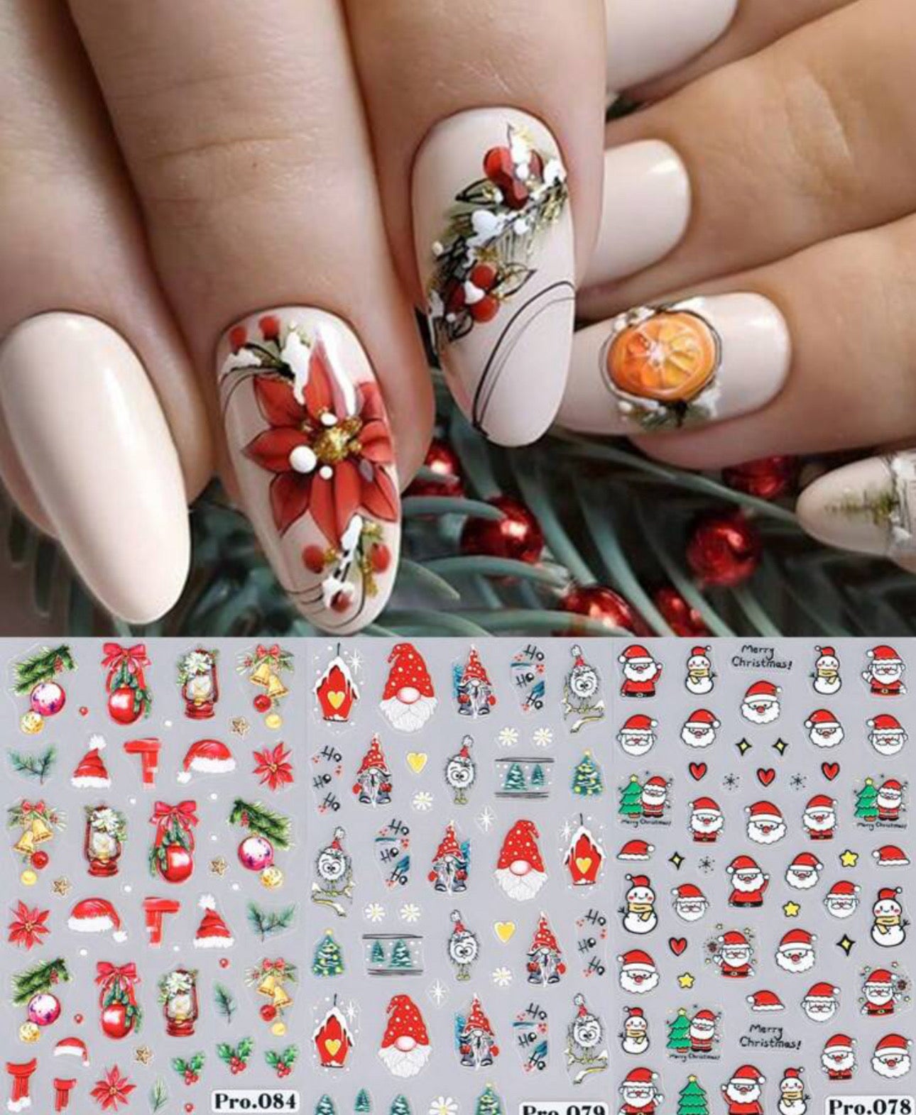 3 pack Embossed Christmas Stickers