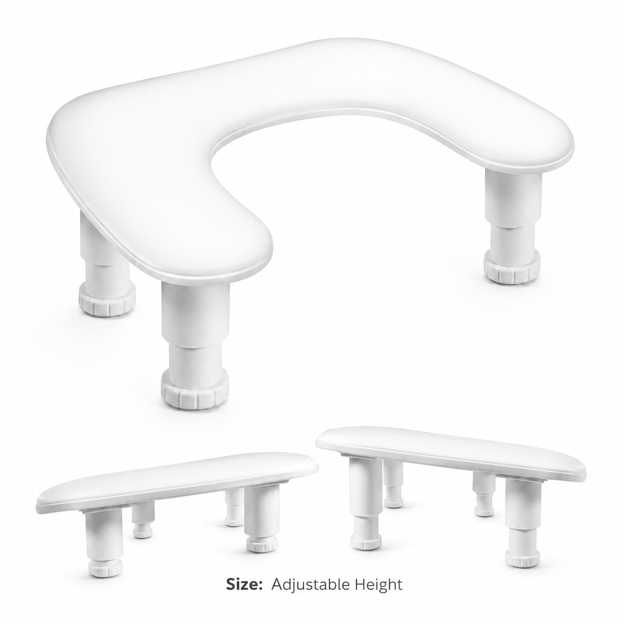 White U Shape Nail Arm Rest (Adjustable)