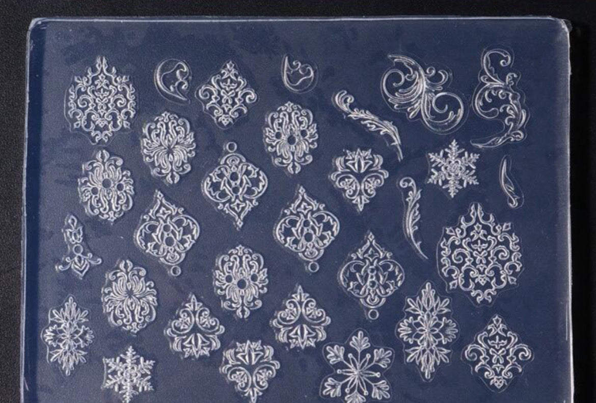 Silicon Winter embossed snowflakes & Lace Template