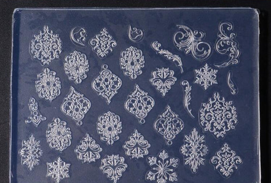 Silicon Winter embossed snowflakes & Lace Template