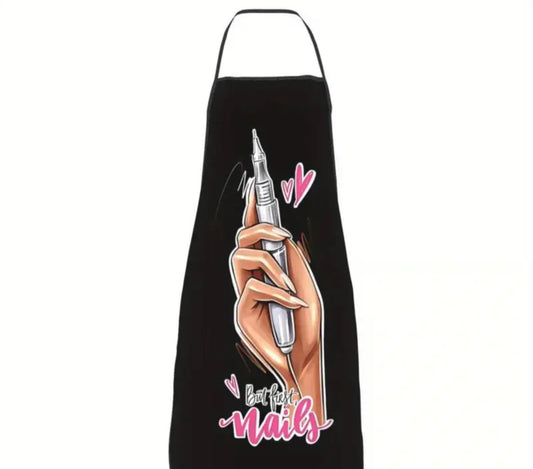 Black “But first nails” Apron