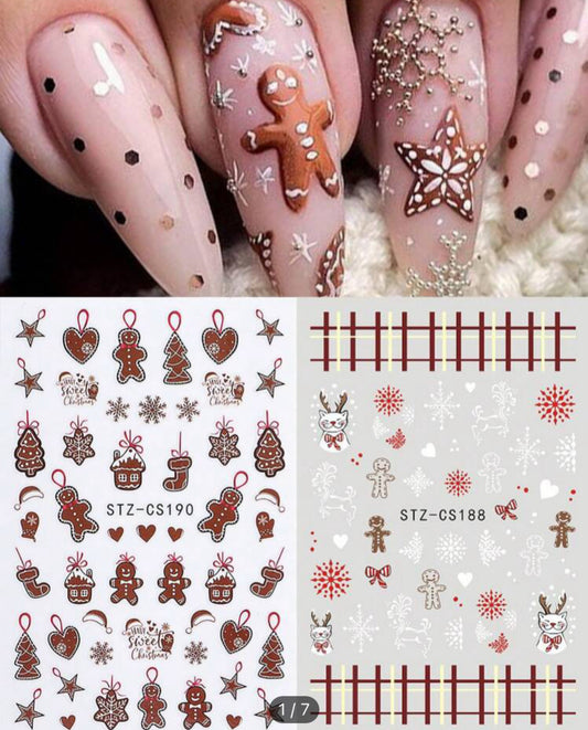 2 Pack of Christmas Stickers including Gingerbread man, Polar bear etc