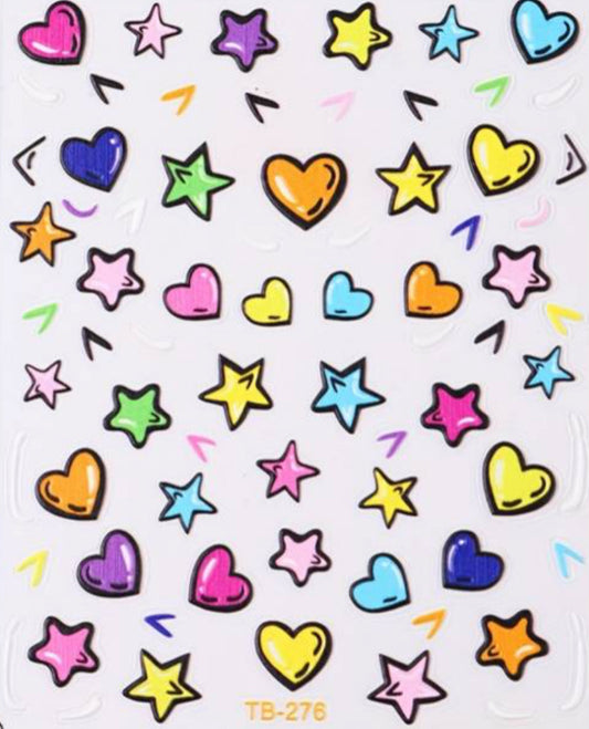 3D Graffiti Heart & Stars Nail Art Stickers