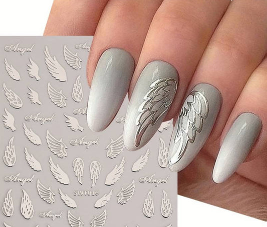 Silver Angel Wings Stickers