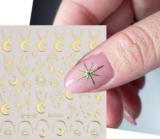Gold Moon & Stars Stickers