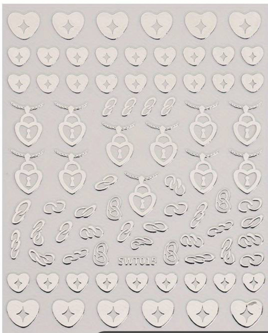 Silver Heart Stickers