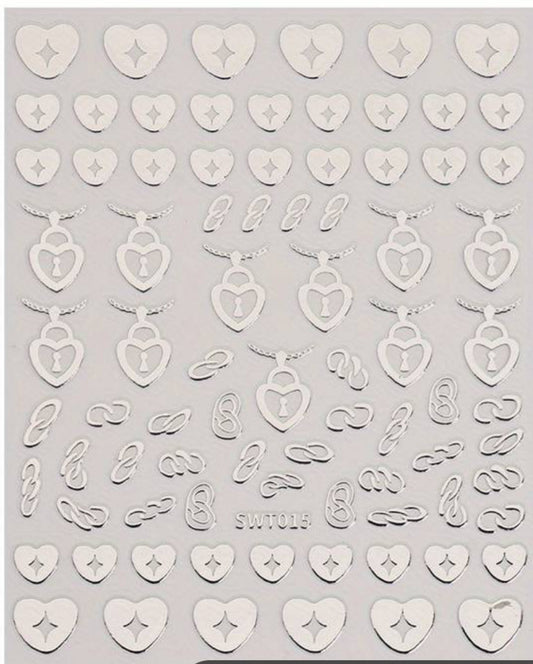 Silver Heart Stickers