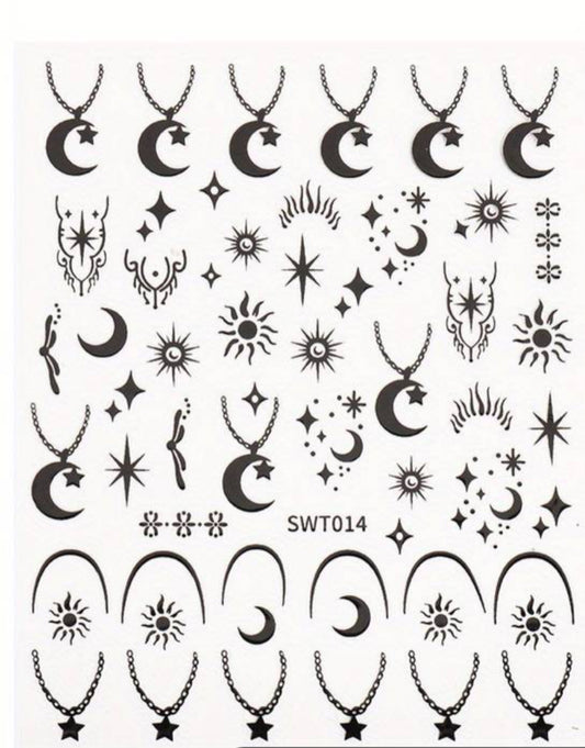 Black Stars & Moon Stickers