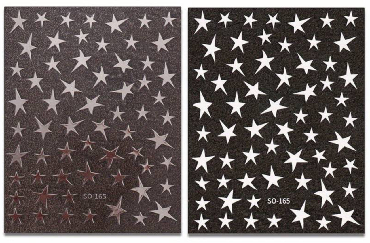 White & Silvery Nail Art Star Stickers