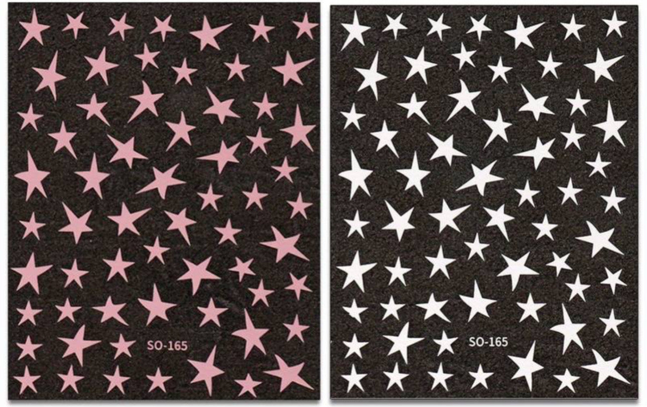 Pink & White Nail Art Star Stickers