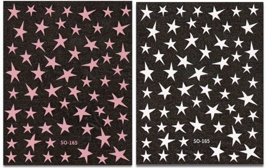 Pink & White Nail Art Star Stickers