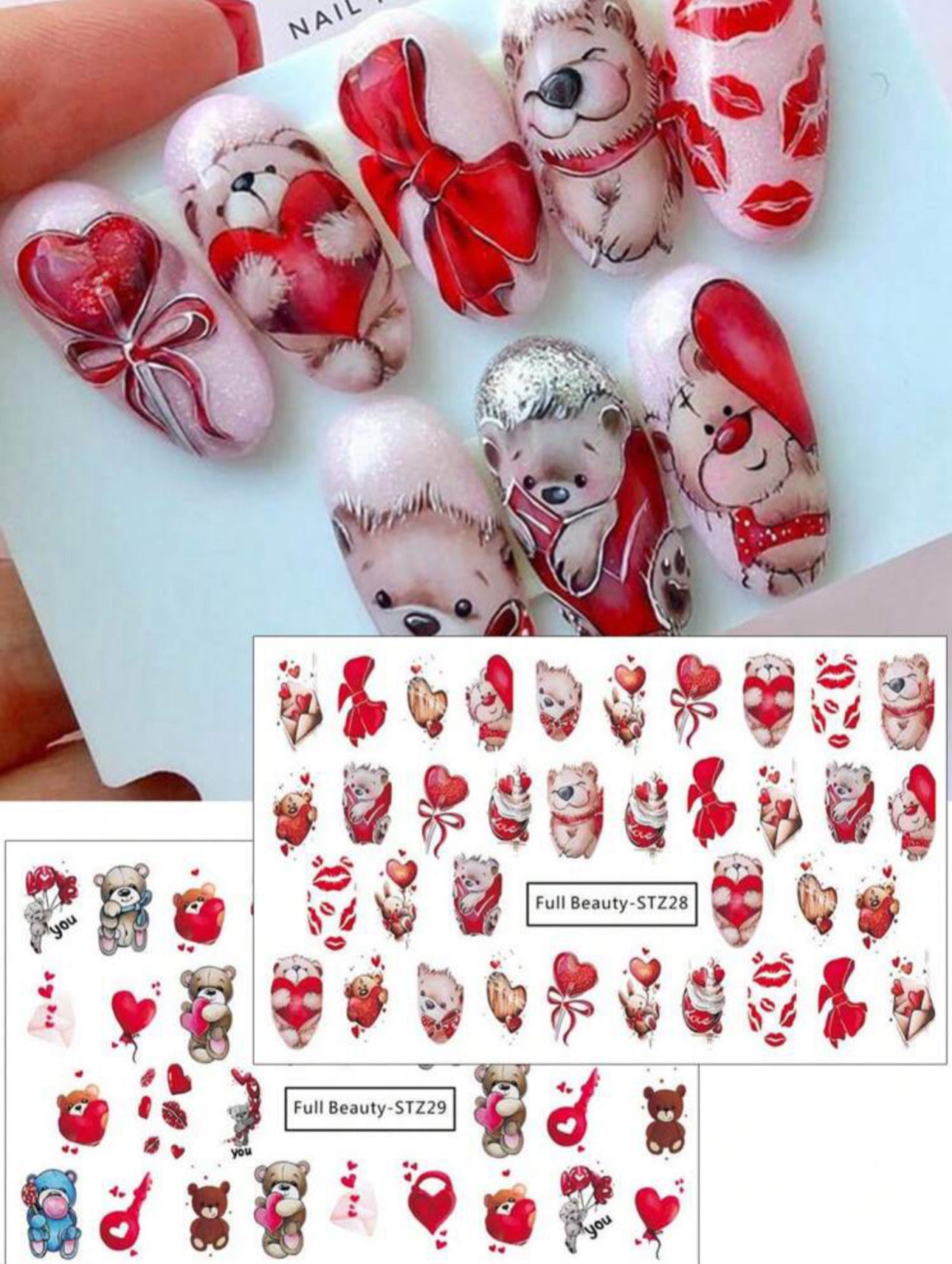 2 Piece Lovey Bear Nail Art Stickers