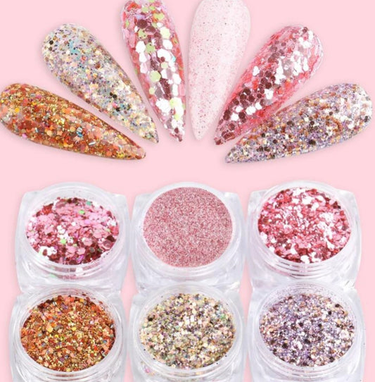 NEW IN❤️ Box of 6 Pink/Gold Glitters