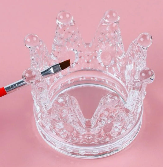 Glass Crown Brush Holder
