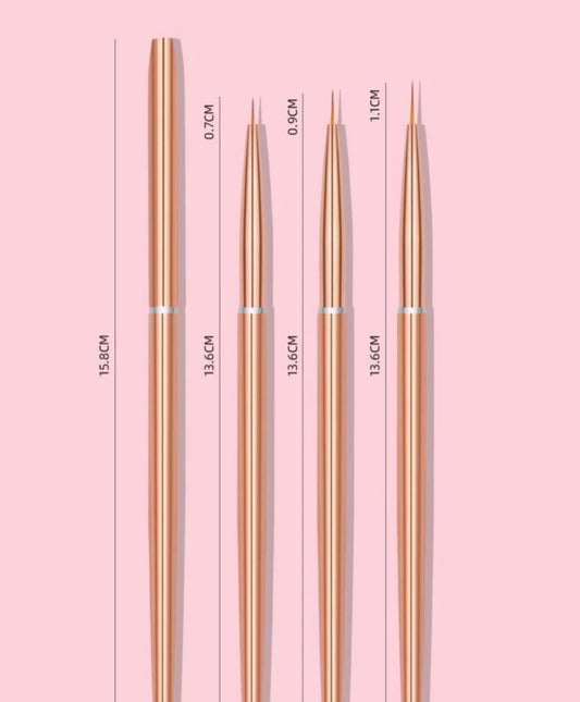 Champagne fine nail art brushes